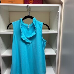 Lulu B Ruffled Sleeveless Tank Turquoise
